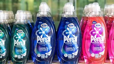 Line-up of Persil Wonder Wash bottles from Unilever’s Home Care business group.