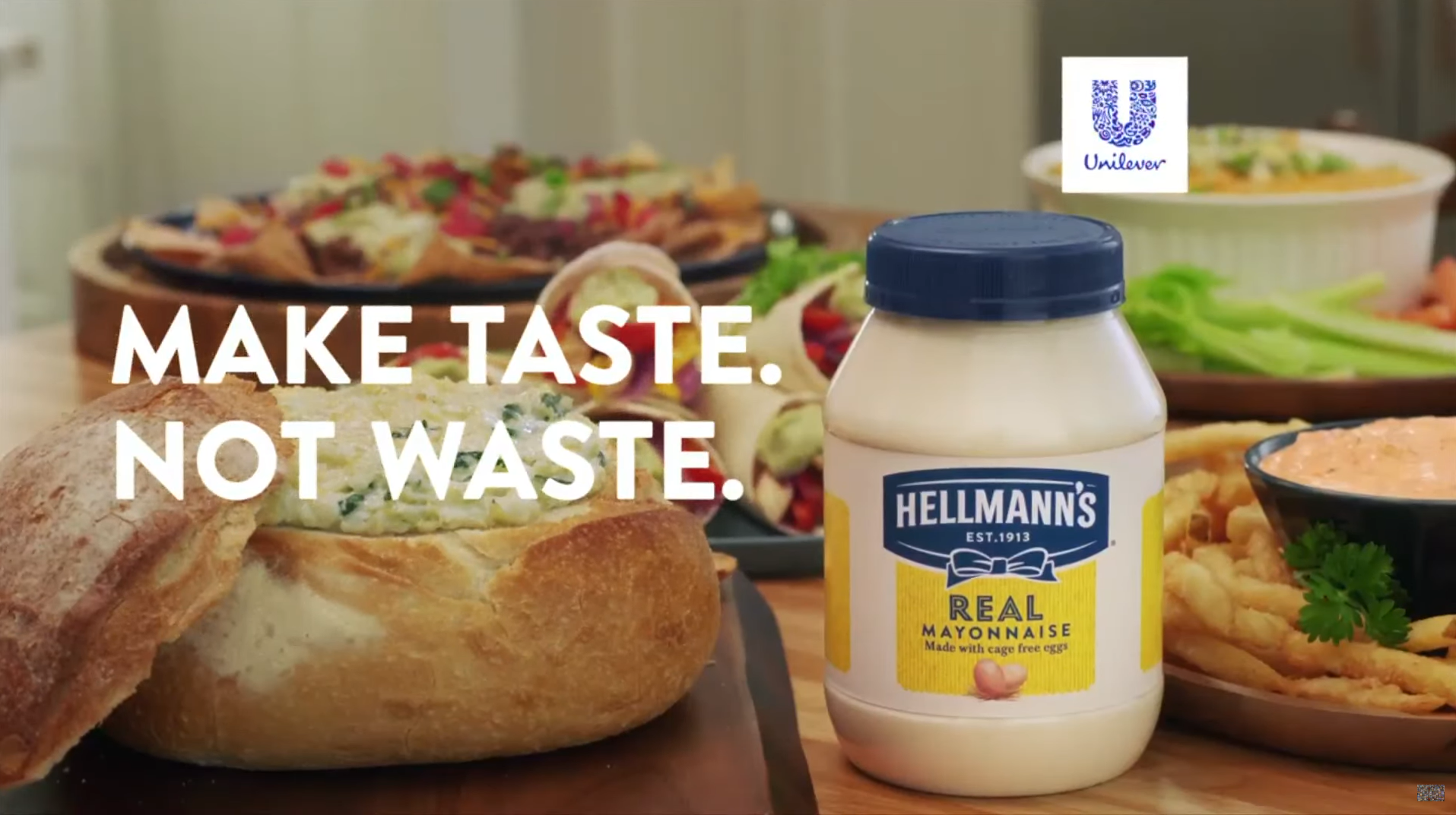 A jar of Hellmann’s mayo next to food made from leftovers