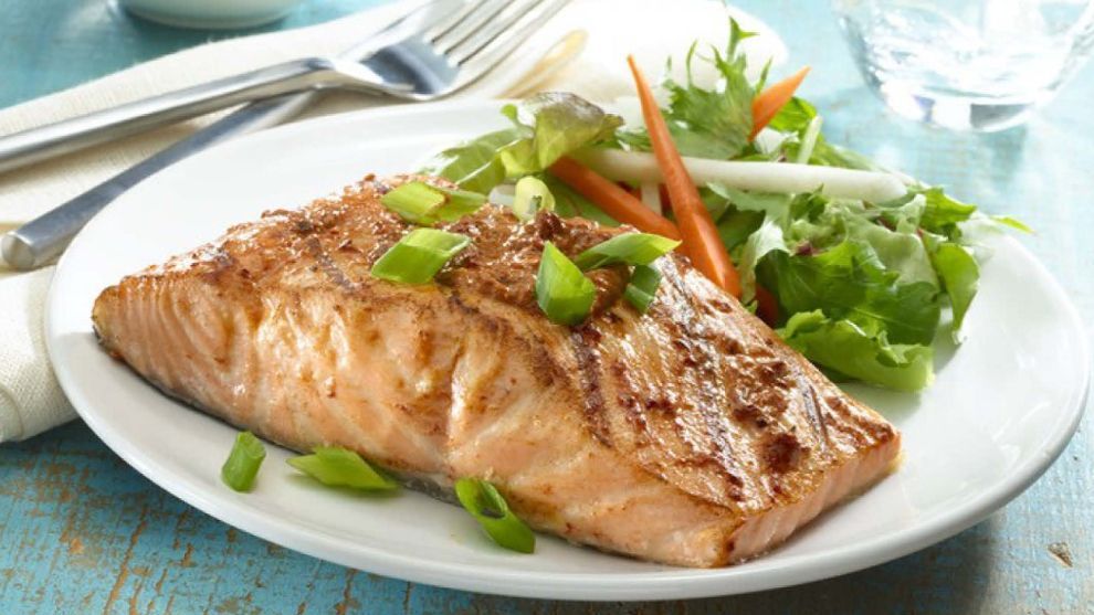 Picture of Ancho Honey Glazed Salmon with salad on a plate