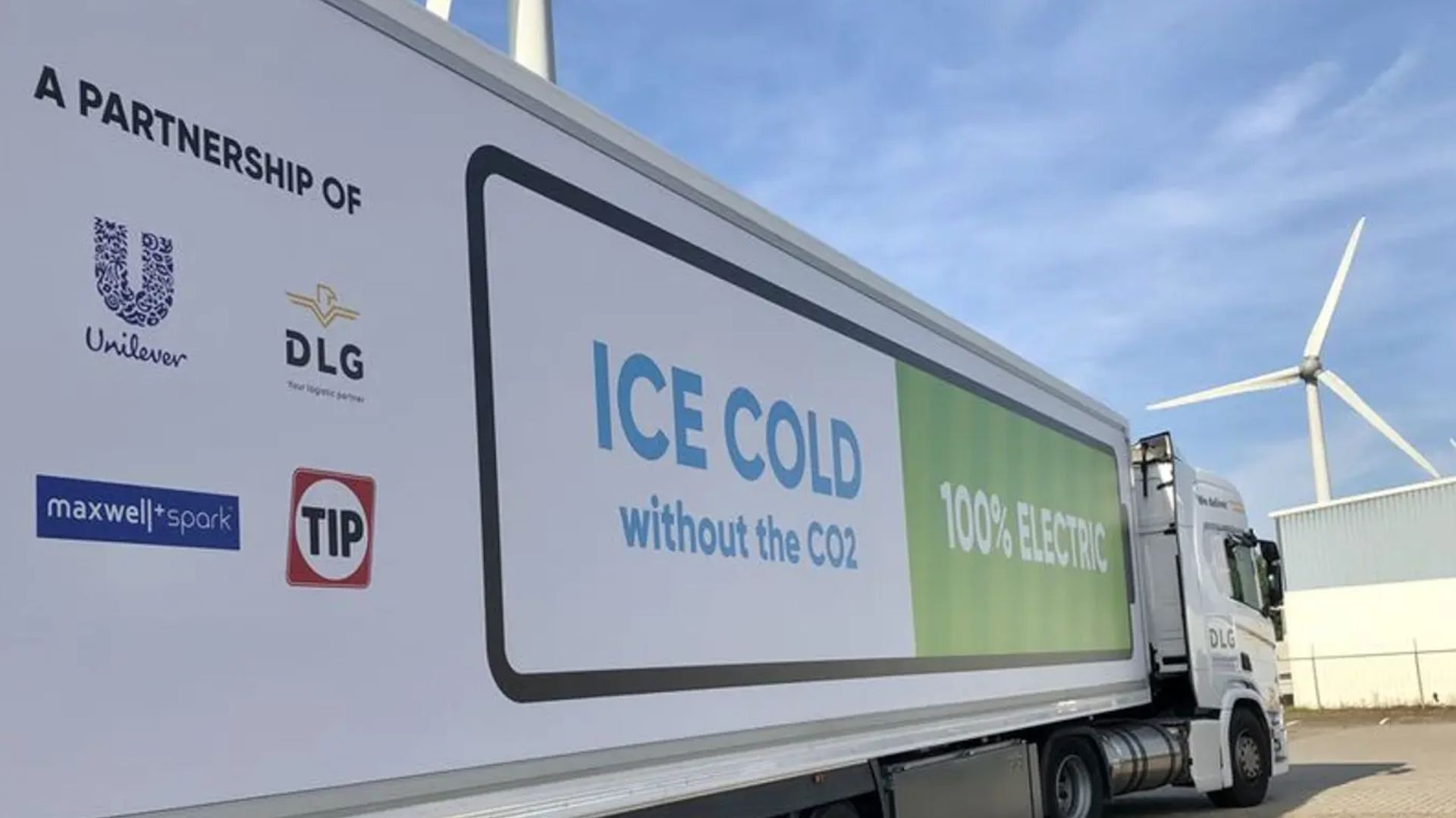 An electric refrigerated trailer used to transport ice cream, which is reducing emissions in our cold chain