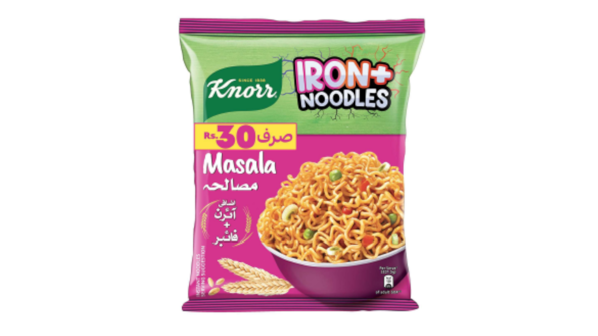 A pink packet of Knorr noodles fortified with iron for the Pakistan market