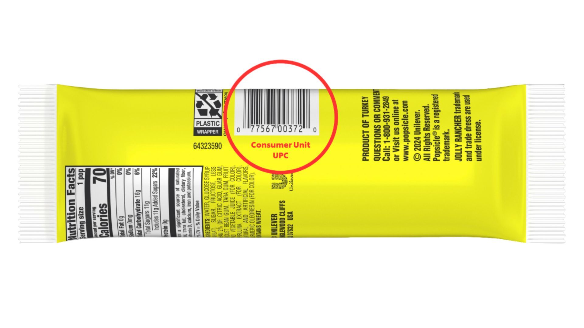 Back of package that highlights the UPC location