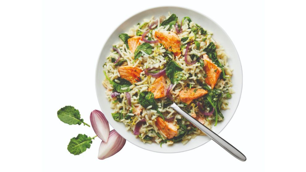 Salmon Kale Rice Dish made with Knorr Rice Sides